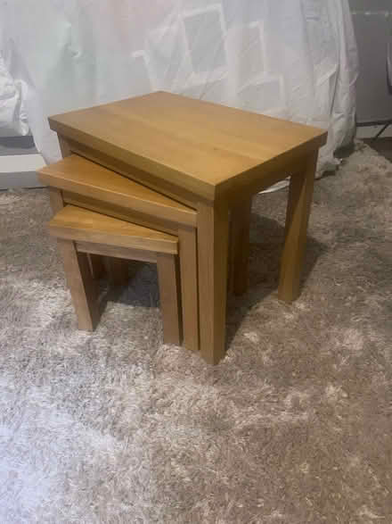 Photo of free Solid Oak wood nest of three tables (Stockwell SW9) #2