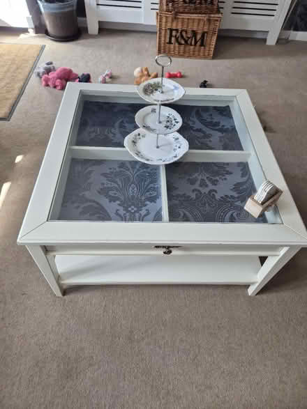 Photo of free Large white wood/glass coffee table (RG2 Shinfield) #1