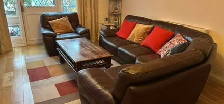 Photo of free Brown leather sofas (Shepherds Bush W12) #2