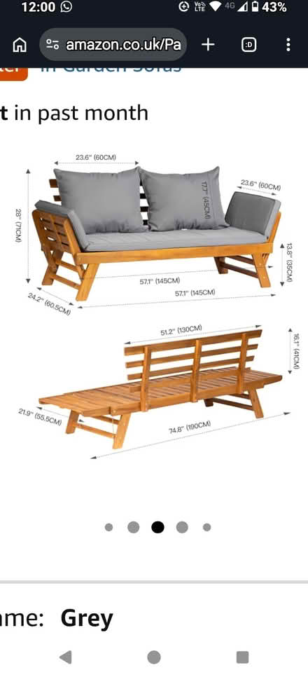 Photo of free Wooden convertible garden sofa (Kingsbury B78) #3
