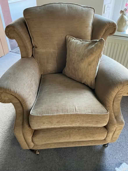 Photo of free Gold sofa and chair (Appleby-in-Westmorland CA16) #1