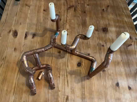 Photo of free Handmade copper pipe candlestick & shelf figure (Berwick Grange SY1) #1