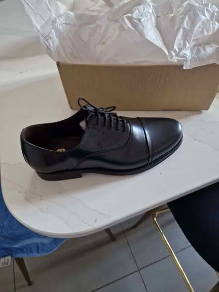 Photo of free Men's shoes, size 8, black, real leather (Knebworth SG3) #1