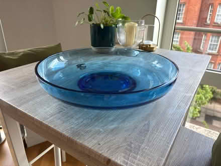 Photo of free Blue glass serving dish (Elephant and Castle) #1