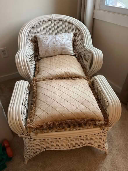 Photo of free Wicker chair and ottoman (40 Wrentham Rd Worcester MA) #2