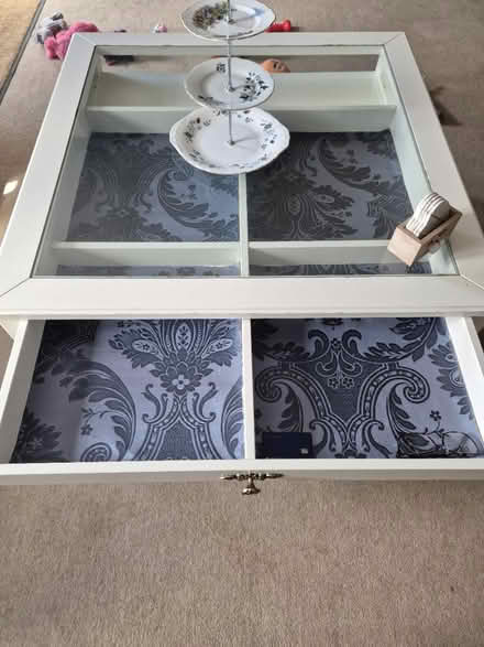 Photo of free Large white wood/glass coffee table (RG2 Shinfield) #2