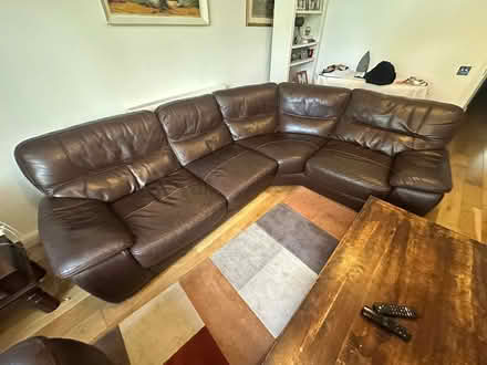 Photo of free Brown leather sofas (Shepherds Bush W12) #1