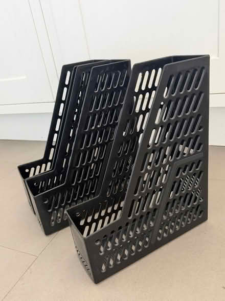 Photo of free 3 Black plastic magazine/file rack (Amersham HP6) #4
