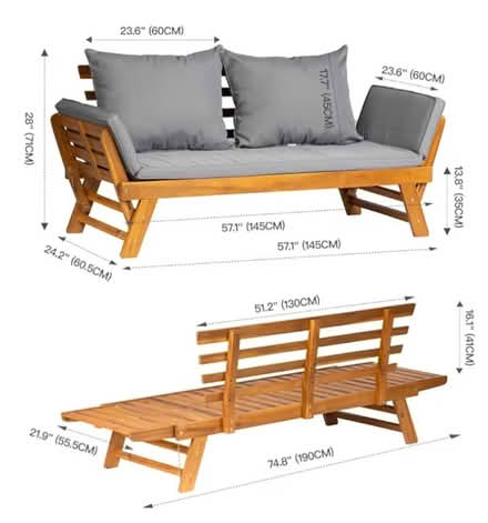 Photo of free Wooden convertible garden sofa (Kingsbury B78) #2