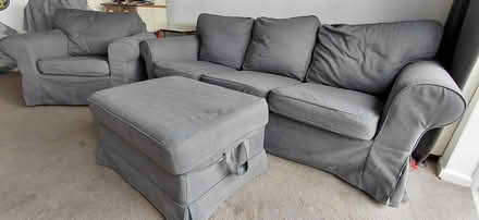 Photo of free 3 seater couch & Chair and pouffe (New Mills SK22) #3