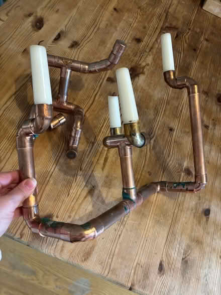 Photo of free Handmade copper pipe candlestick & shelf figure (Berwick Grange SY1) #2