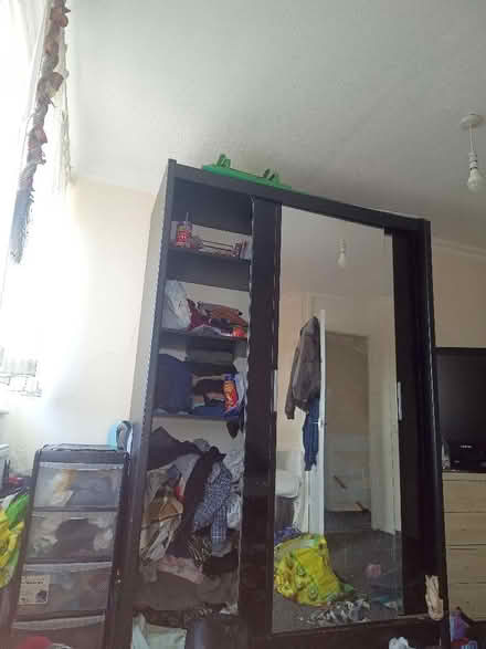 Photo of free Black Wardrobe with Mirror...E11 3HG (Cann Hall E11) #1