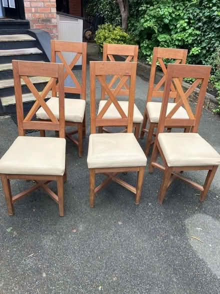 Photo of free 6 oak dining chairs (Hale) #1