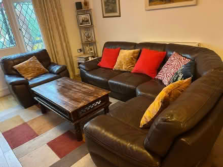 Photo of free Brown leather sofas (Shepherds Bush W12) #3