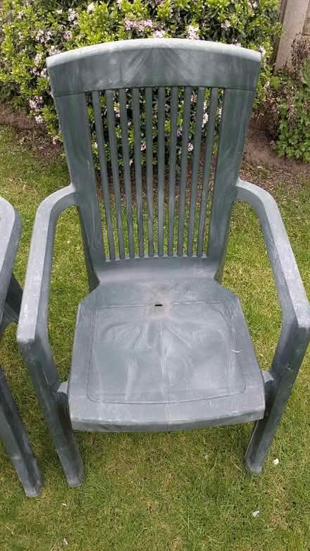 Photo of free 3 Green plastic garden chairs (Caldy Valley CH3) #4