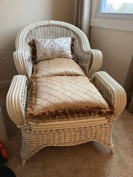 Photo of free Wicker chair and ottoman (40 Wrentham Rd Worcester MA) #1