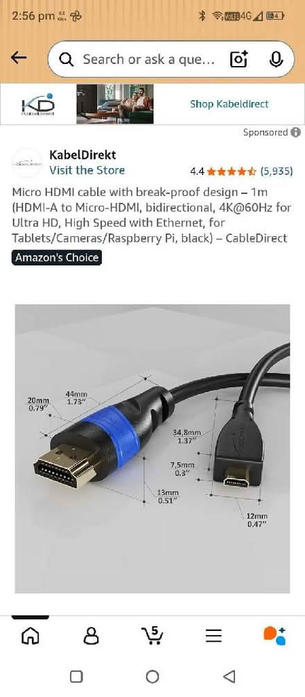 Photo of Micro hdmi cable for laptop to tv (St Helens TN35) #1