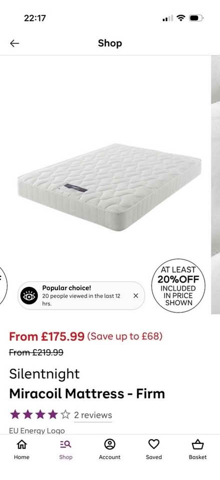 Photo of free Small double mattress (Fountainbridge EH3) #1