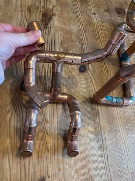 Photo of free Handmade copper pipe candlestick & shelf figure (Berwick Grange SY1) #3