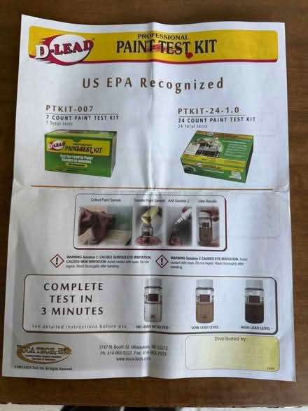 Photo of free D-Lead Professional PaintTest Kits (Darien - near 75th x Cass Ave.) #3