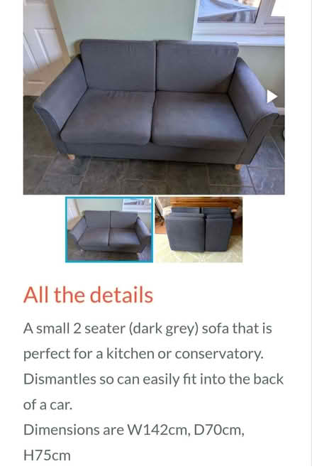 Photo of free Small grey sofa (Warrington WA4) #1