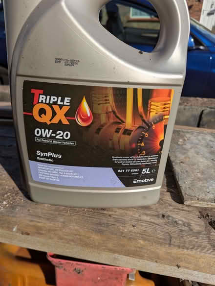 Photo of free 0W - 20 Synthetic 1 litre left in a 5 litre oil container (Portslade by Sea BN41) #1