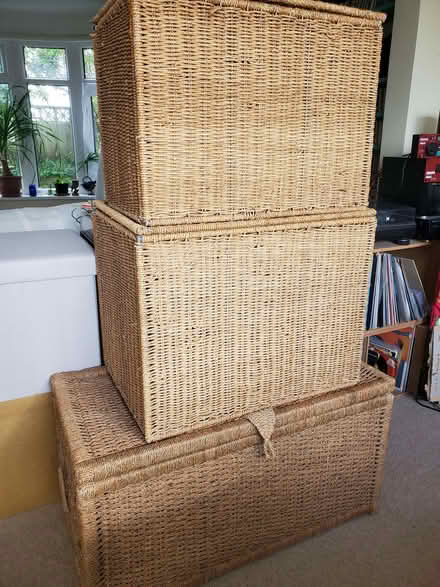 Photo of free Set of 3 wicker storage boxes (Moortown LS17) #1