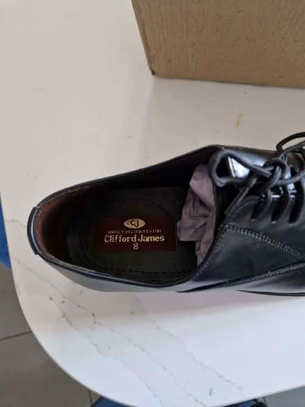 Photo of free Men's shoes, size 8, black, real leather (Knebworth SG3) #2