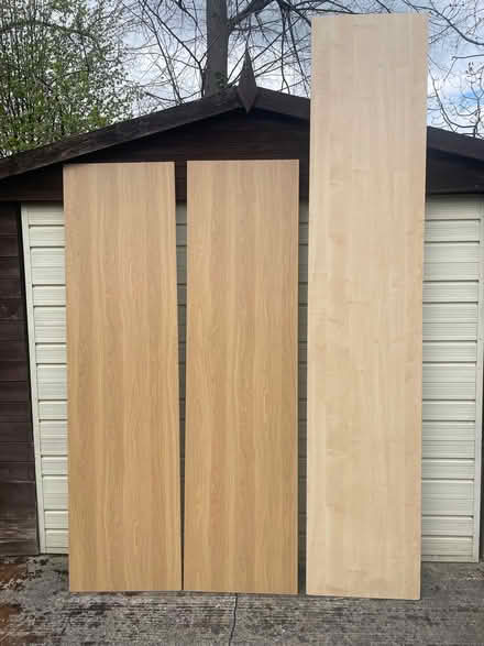 Photo of free 3x 19mm wood grain effect chipboard panels (Harrogate HG1) #1