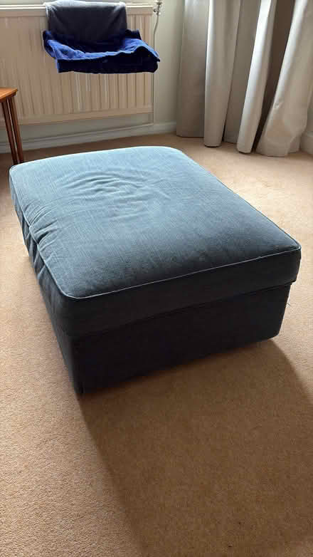 Photo of free Leather Sofa and Blue Pouffe (Buckhurst Hill IG9) #3