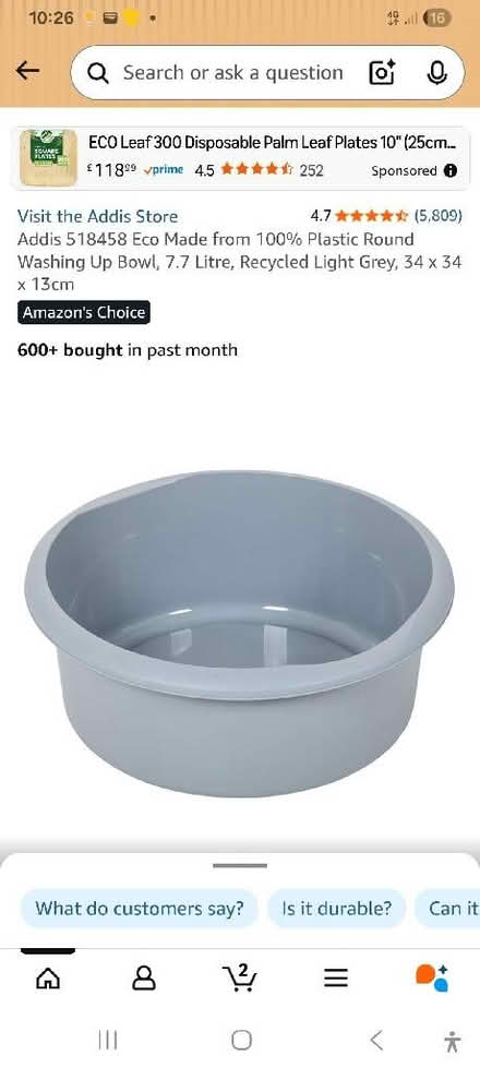 Photo of Washing up bowl (Smalley DE7) #1