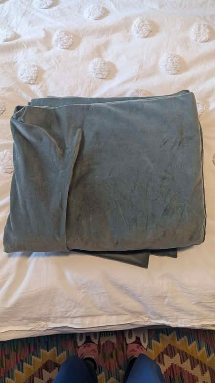 Photo of free IKEA SANELA Curtains, 1 pair, dark grey-turquoise/with headi (islington N1) #1