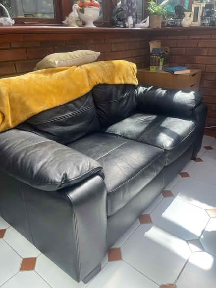 Photo of free Black leather sofa (Southgate N111ER) #2