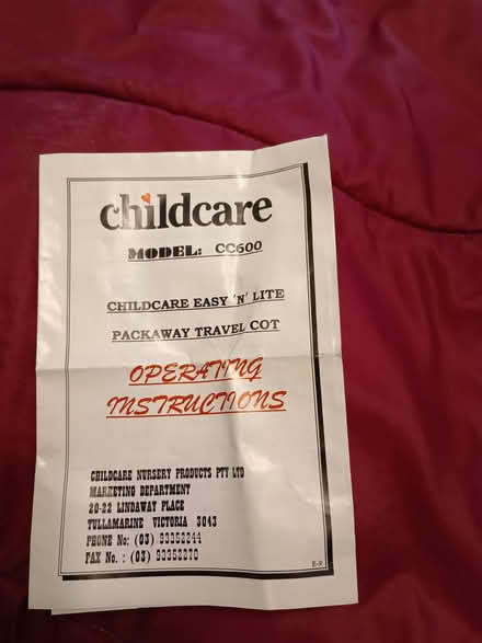 Photo of free Travel Cot/Portacot (Glen Waverley) #3