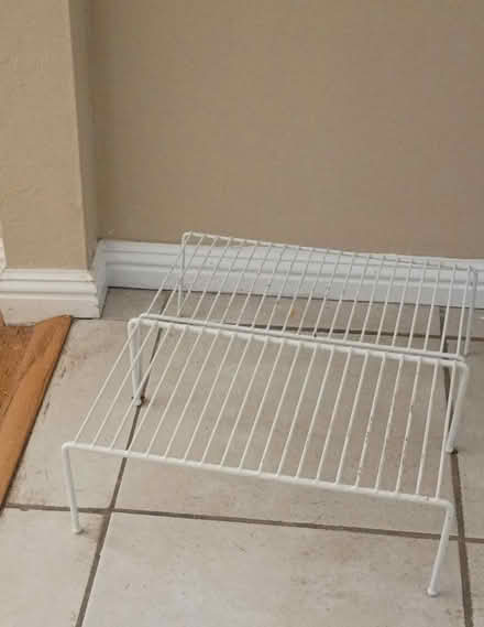 Photo of free White metal shelving (Birdland) #1