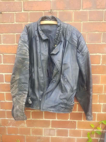 Photo of free Black leather motorcycle jacket XL needs new zip (Bear Flat BA2) #1