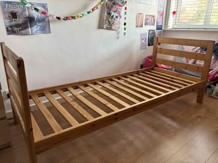 Photo of free Single bed frame, pine (Addlestone) #2