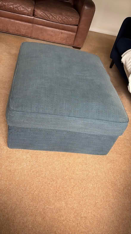 Photo of free Leather Sofa and Blue Pouffe (Buckhurst Hill IG9) #4
