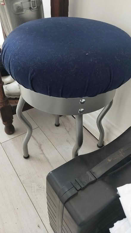 Photo of free Stool, silver upholstery fabric (New Brighton CH45) #2