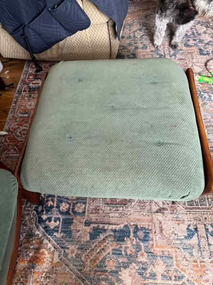 Photo of free 2 x Dark Green Fireside Chairs with storage pouffe (Kentwood RG30) #2