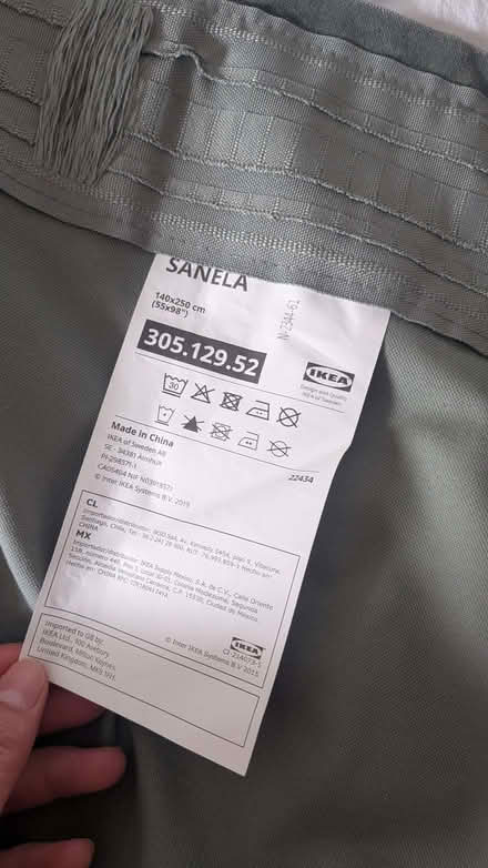 Photo of free IKEA SANELA Curtains, 1 pair, dark grey-turquoise/with headi (islington N1) #2