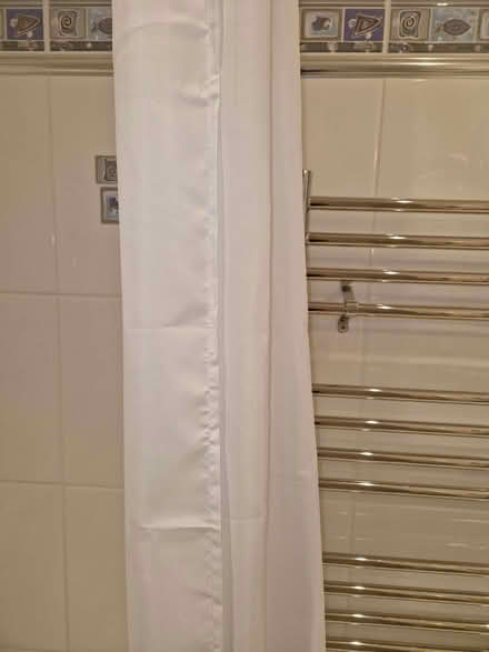 Photo of free Used twice - Shower curtain and hooks (Prince of Wales Steps TQ1) #1