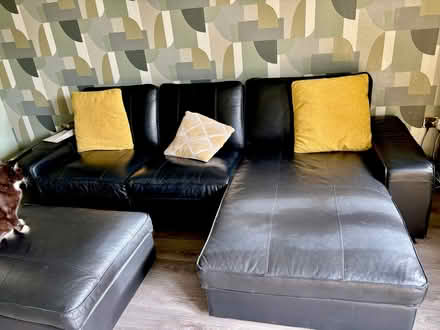 Photo of free IKEA Kivik Leather Sofa & Footstool (Rothwell, Northamptonshire) #1