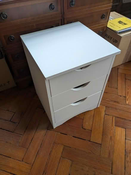 Photo of free Bedside drawers (white 3 drawers) (Woodham Ferrers CM3) #1