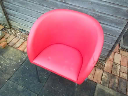 Photo of free Red armchair, vinyl cover, chromed legs (Eaglestone MK6) #1