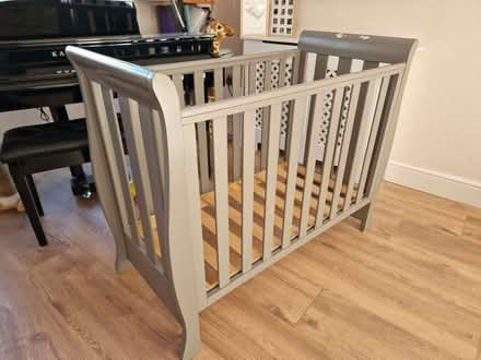 Photo of free Obaby Stamford space saver sleigh cot in warm grey (Penarth CF64) #1