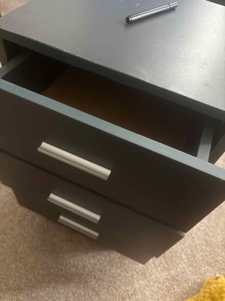 Photo of free Bedside / filing cabinet - grey (Oval) #2