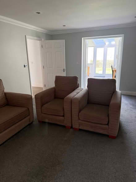 Photo of free Dark beige sofa and 2 armchairs (Heybridge CM9) #3