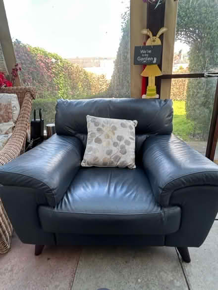 Photo of free Blue leather chair (Glasgow. G43) #1