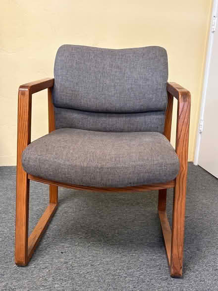 Photo of free Wooden Armchair with Gray Cushion (San Rafael) #1